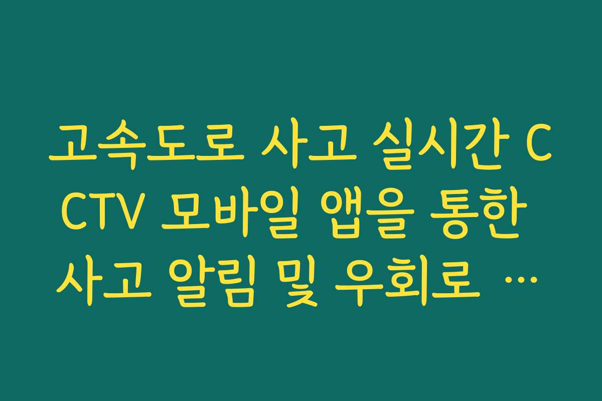 고속도로 사고 실시간 CCTV 모바일 앱을 통한 사고 알림 및 우회로 가이드