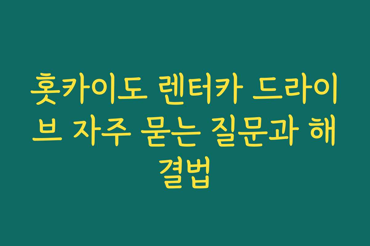홋카이도 렌터카 드라이브 자주 묻는 질문과 해결법