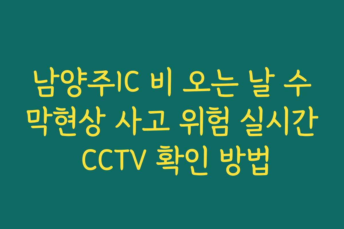 남양주IC 비 오는 날 수막현상 사고 위험 실시간 CCTV 확인 방법