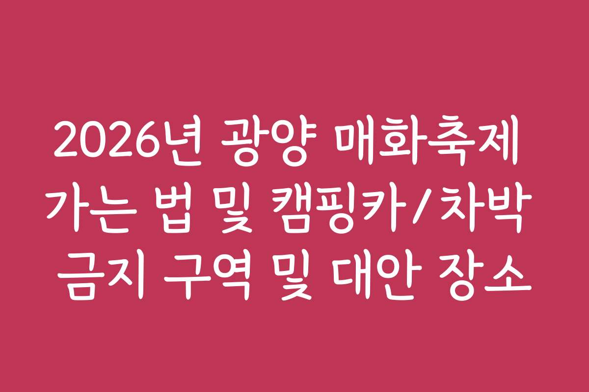 2026년 광양 매화축제 가는 법 및 캠핑카/차박 금지 구역 및 대안 장소