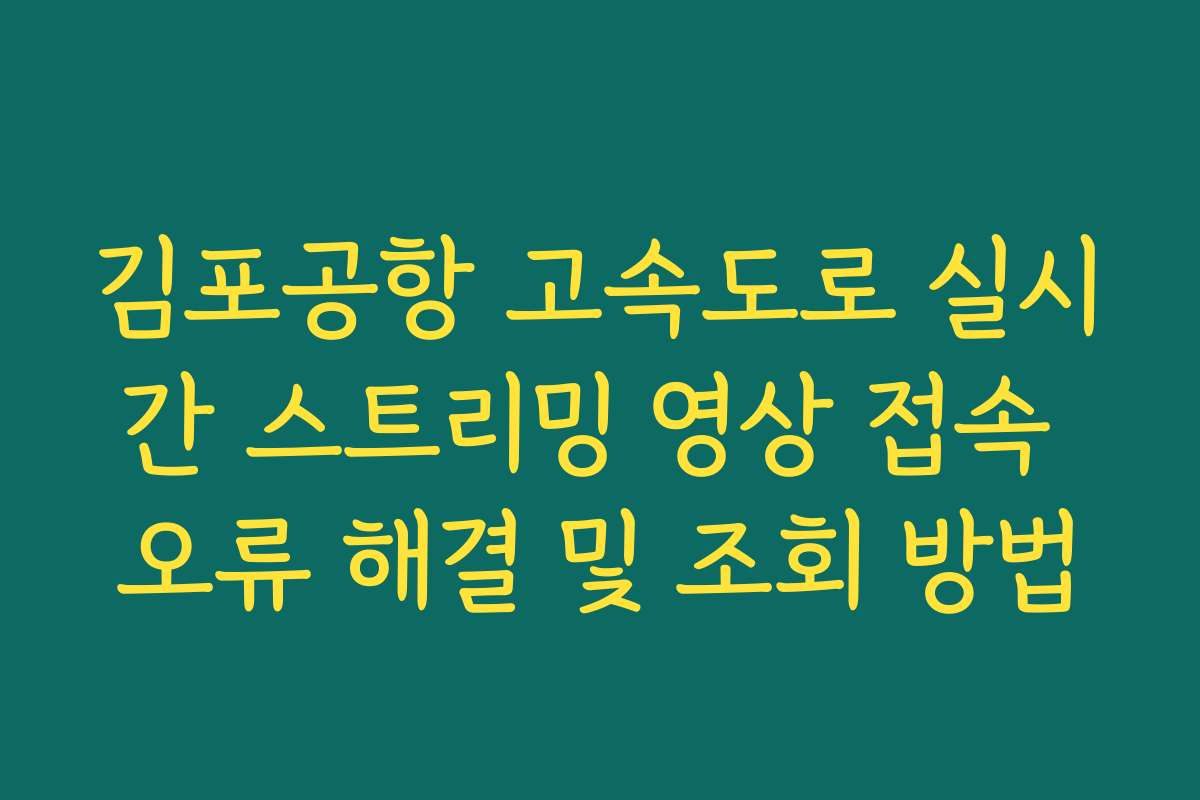 김포공항 고속도로 실시간 스트리밍 영상 접속 오류 해결 및 조회 방법