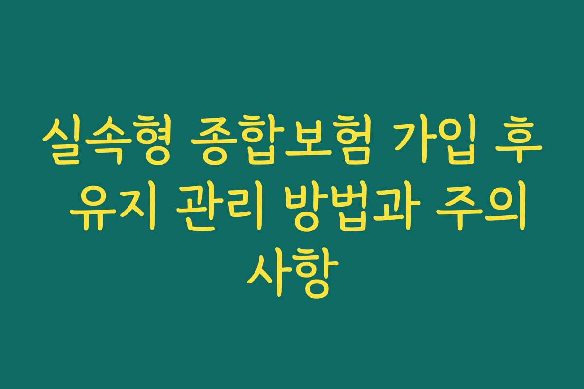 실속형 종합보험 가입 후 유지 관리 방법과 주의사항