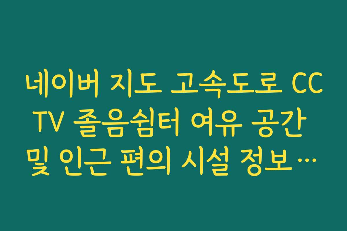 네이버 지도 고속도로 CCTV 졸음쉼터 여유 공간 및 인근 편의 시설 정보 안내 네이버 지도 고속도로 CCTV 졸음쉼터 여유 공간 및 인근 편의 시설 정보 안내