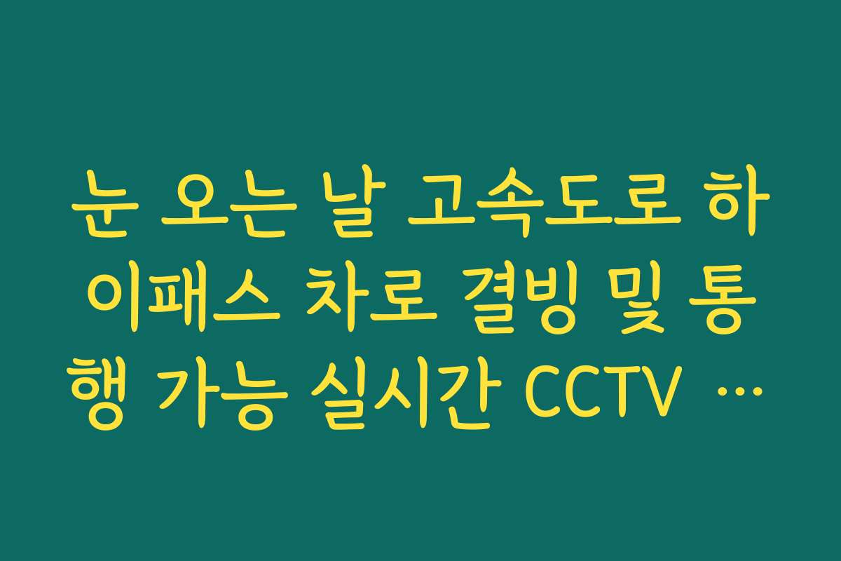 눈 오는 날 고속도로 하이패스 차로 결빙 및 통행 가능 실시간 CCTV 확인