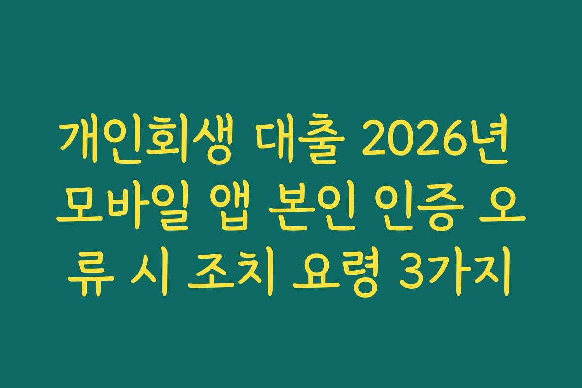 개인회생 대출 2026년 모바일 앱 본인 인증 오류 시 조치 요령 3가지