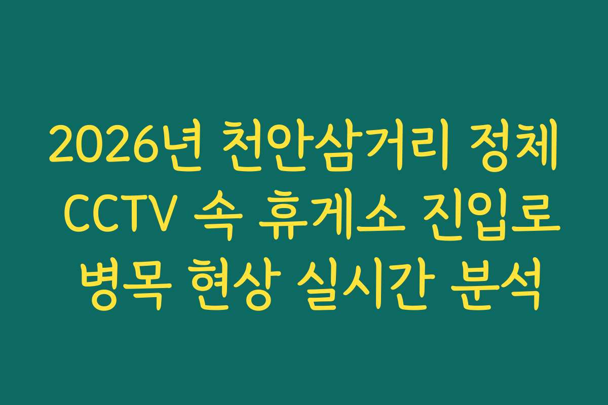 2026년 천안삼거리 정체 CCTV 속 휴게소 진입로 병목 현상 실시간 분석
