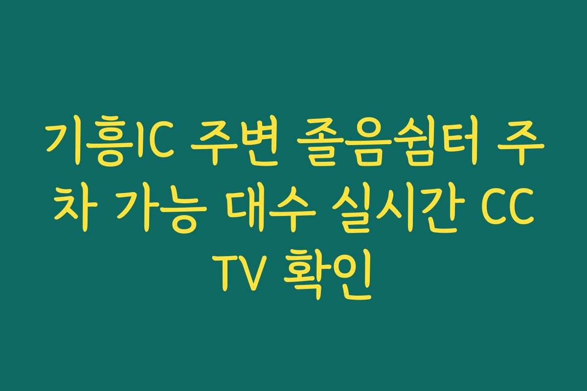 기흥IC 주변 졸음쉼터 주차 가능 대수 실시간 CCTV 확인