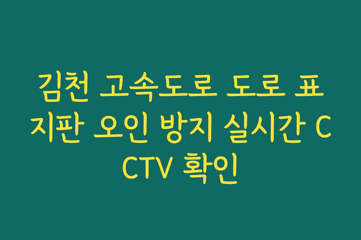 김천 고속도로 도로 표지판 오인 방지 실시간 CCTV 확인