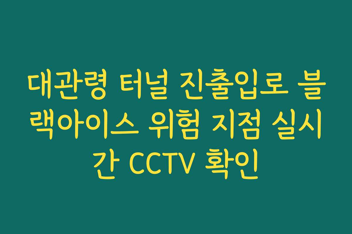 대관령 터널 진출입로 블랙아이스 위험 지점 실시간 CCTV 확인