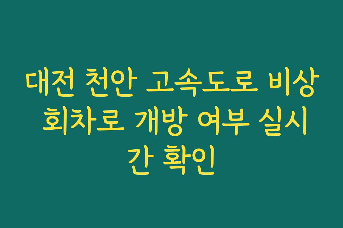 대전 천안 고속도로 비상 회차로 개방 여부 실시간 확인