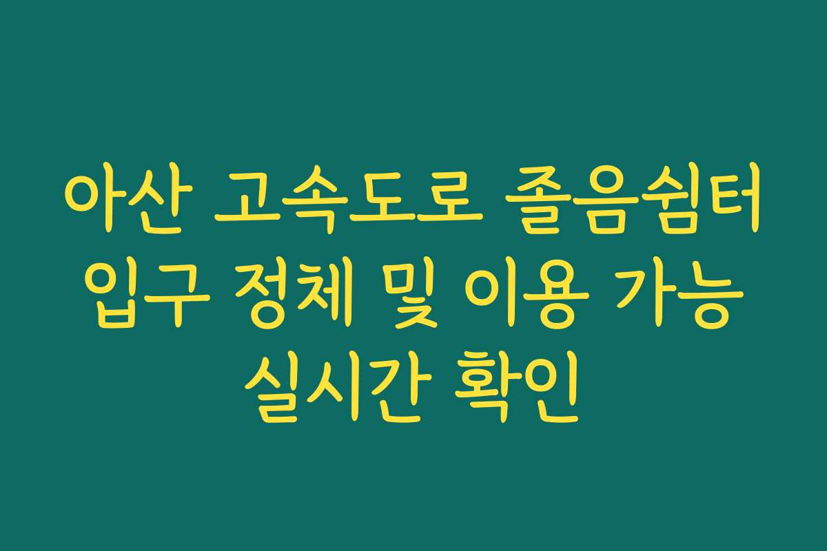 아산 고속도로 졸음쉼터 입구 정체 및 이용 가능 실시간 확인