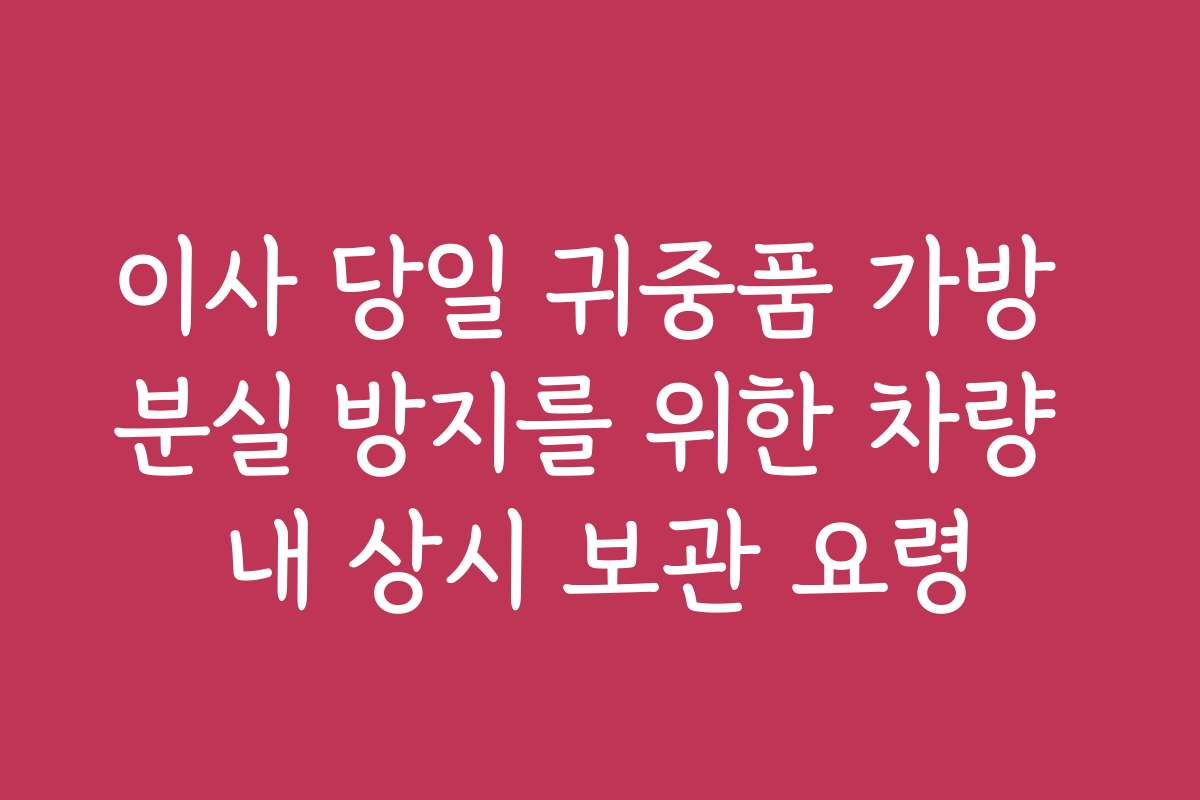 이사 당일 귀중품 가방 분실 방지를 위한 차량 내 상시 보관 요령 이사 당일 귀중품 가방 분실 방지를 위한 차량 내 상시 보관 요령