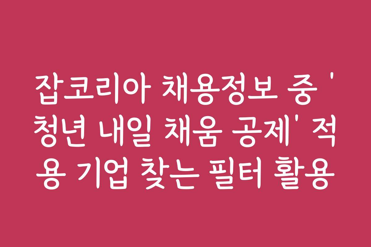 잡코리아 채용정보 중 ‘청년 내일 채움 공제’ 적용 기업 찾는 필터 활용