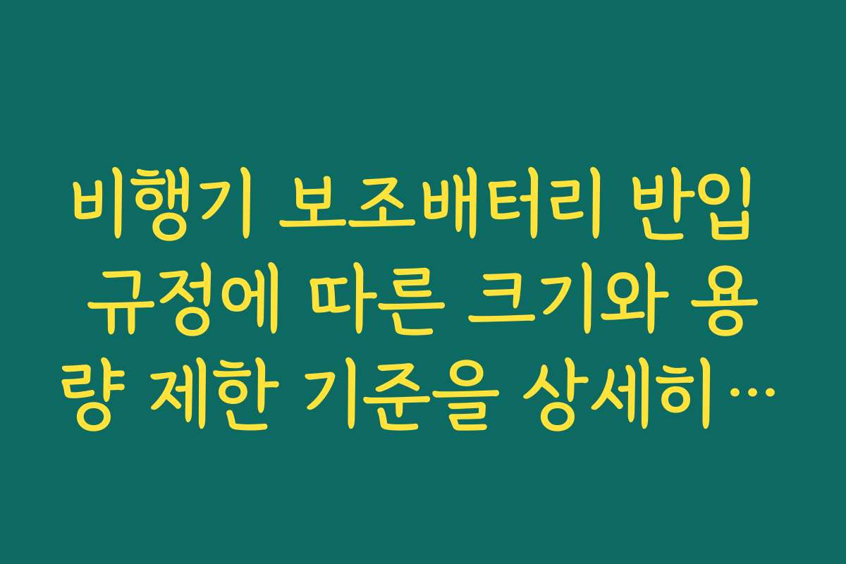 비행기 보조배터리 반입 규정에 따른 크기와 용량 제한 기준을 상세히 설명해 드립니다
