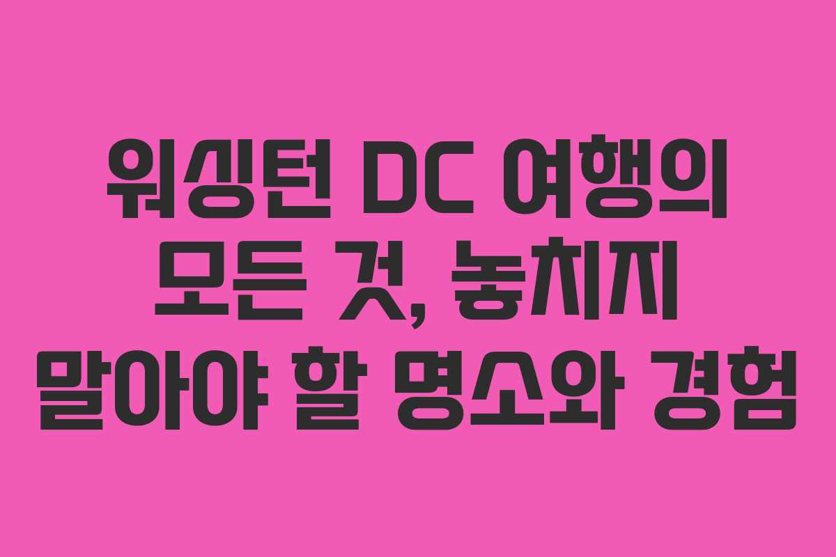 워싱턴 DC 여행의 모든 것, 놓치지 말아야 할 명소와 경험