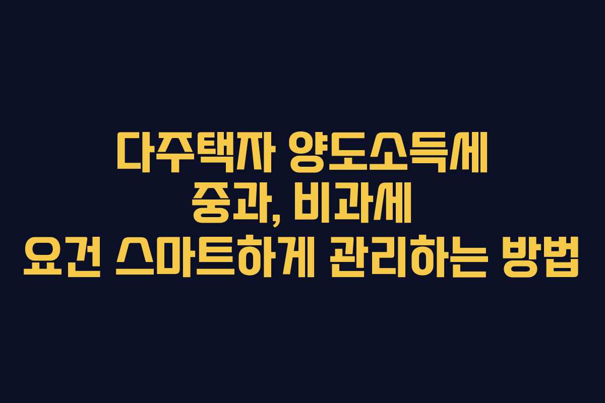 다주택자 양도소득세 중과, 비과세 요건 스마트하게 관리하는 방법