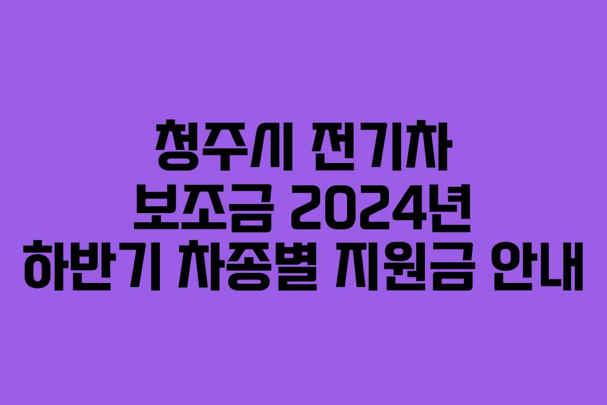청주시 전기차 보조금 2024년 하반기 차종별 지원금 안내