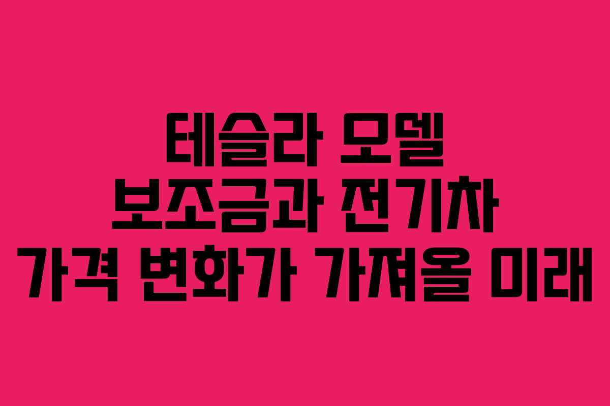 테슬라 모델 보조금과 전기차 가격 변화가 가져올 미래