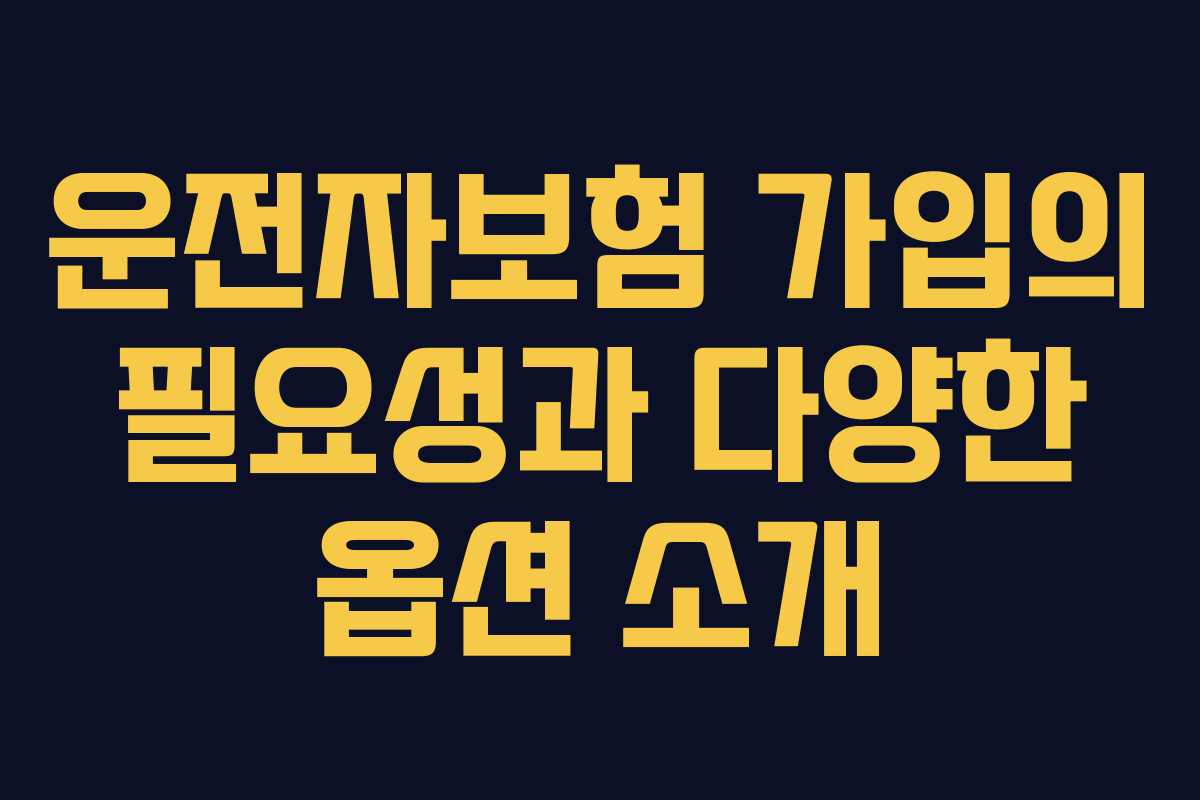 운전자보험 가입의 필요성과 다양한 옵션 소개