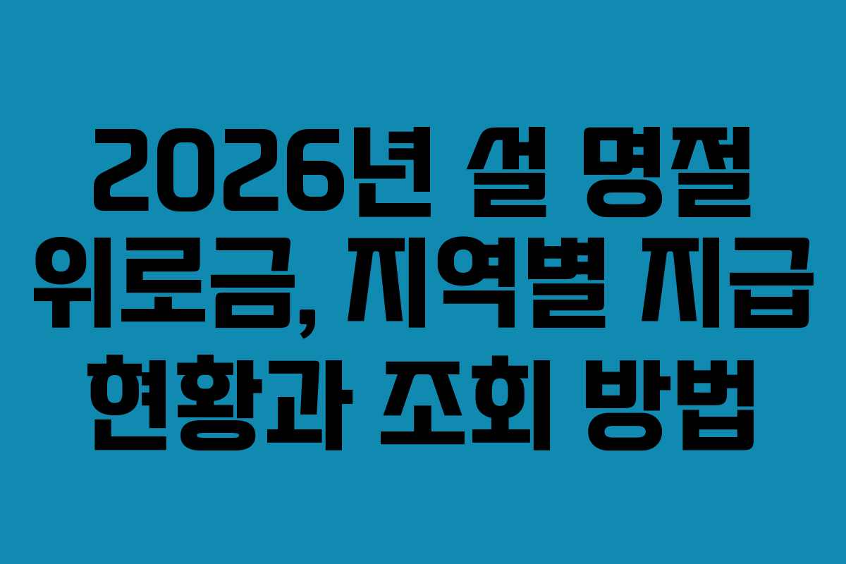 2026년 설 명절 위로금, 지역별 지급 현황과 조회 방법