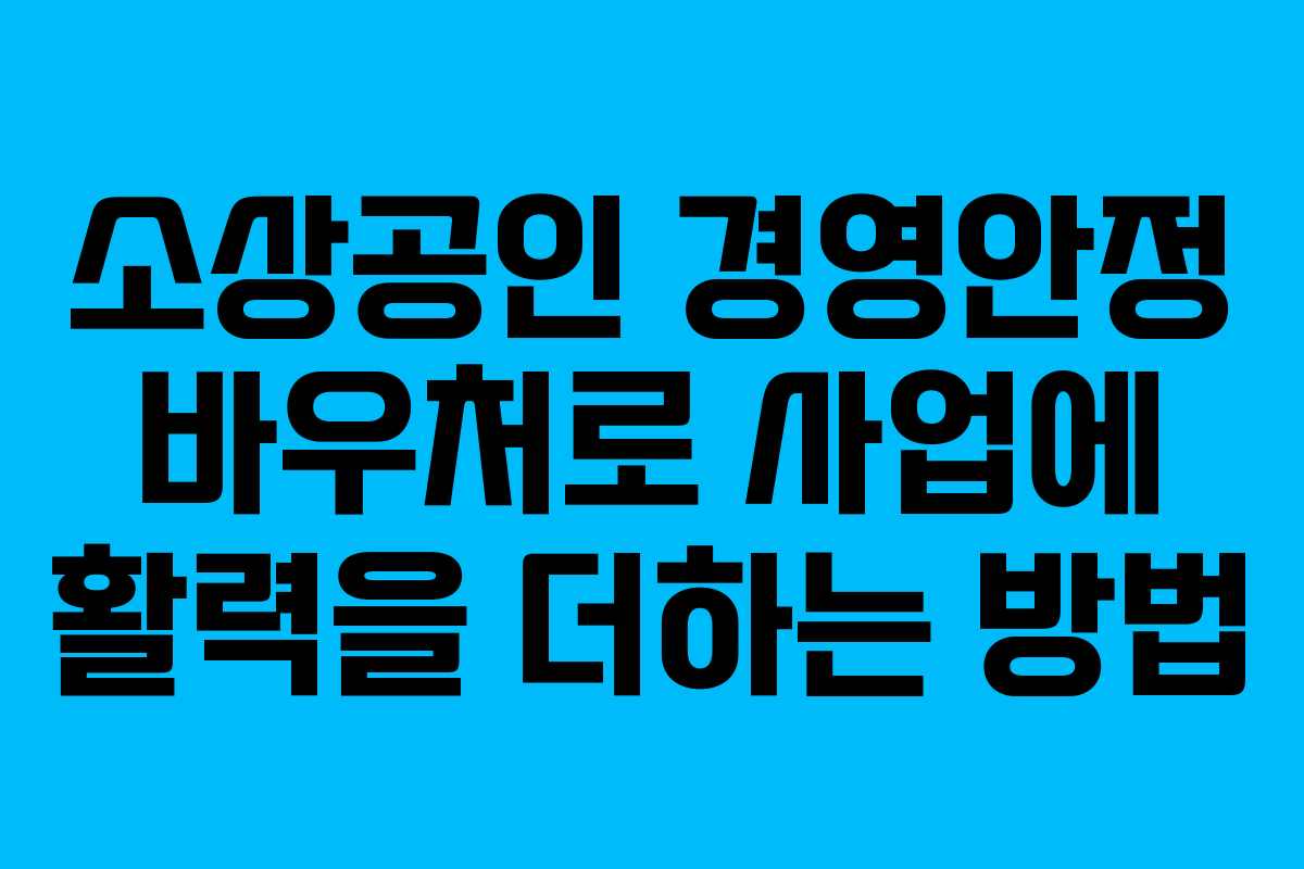 소상공인 경영안정 바우처로 사업에 활력을 더하는 방법