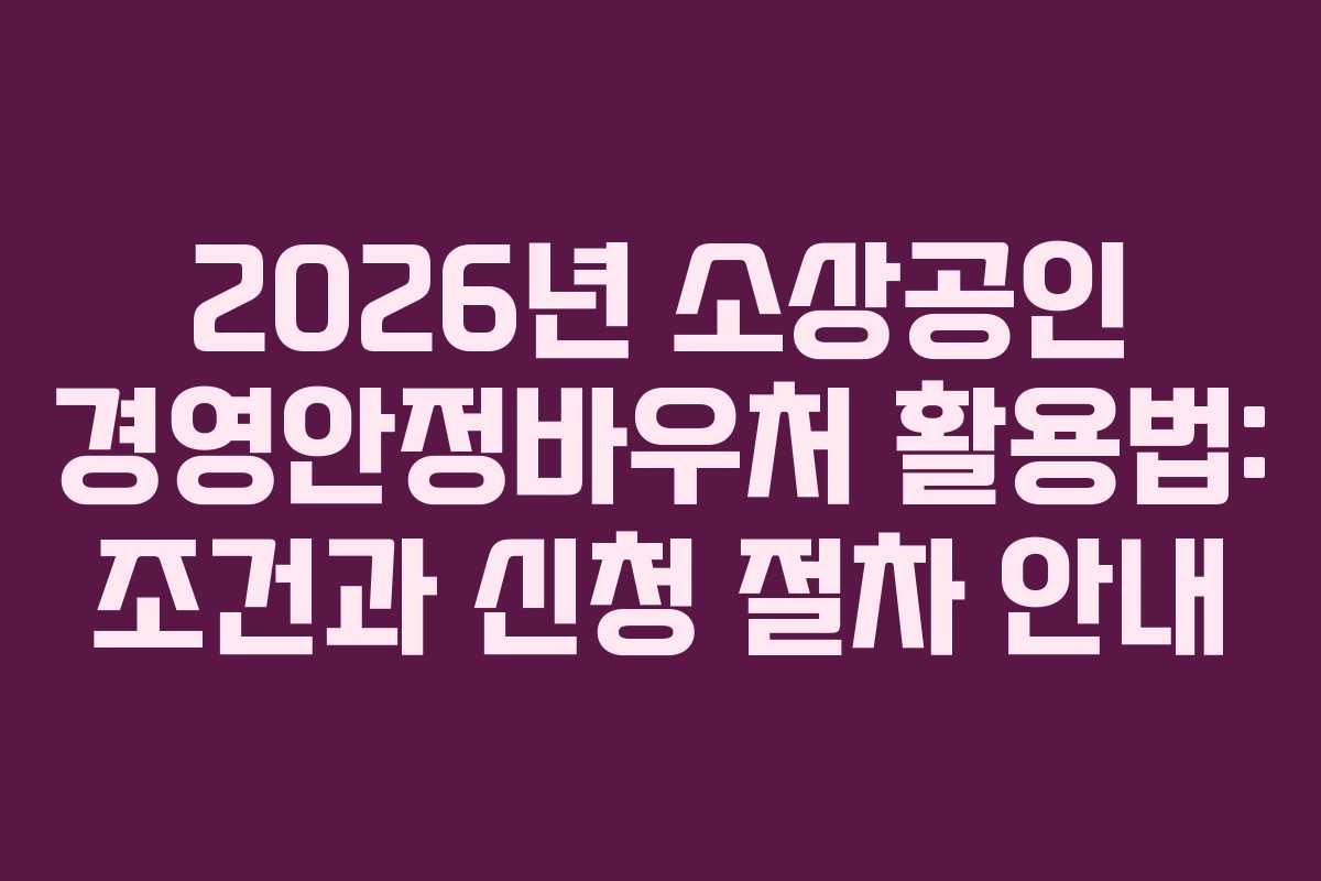 2026년 소상공인 경영안정바우처 활용법: 조건과 신청 절차 안내