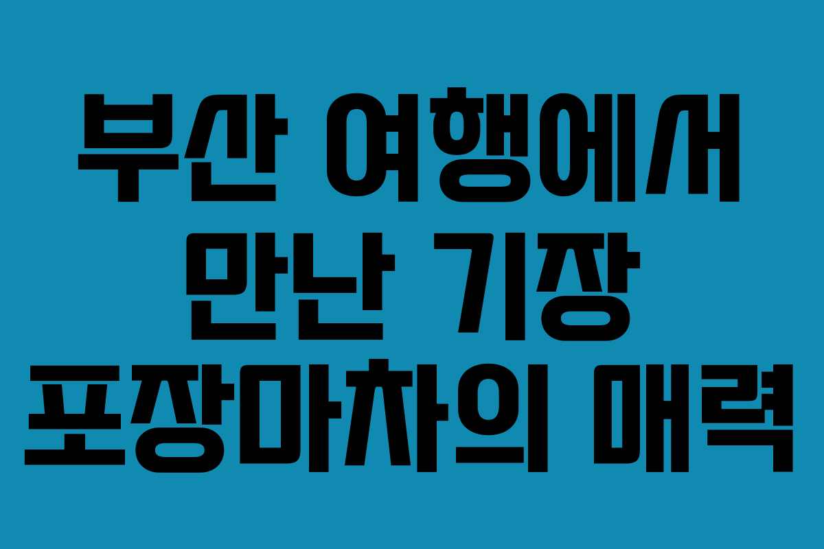 부산 여행에서 만난 기장 포장마차의 매력