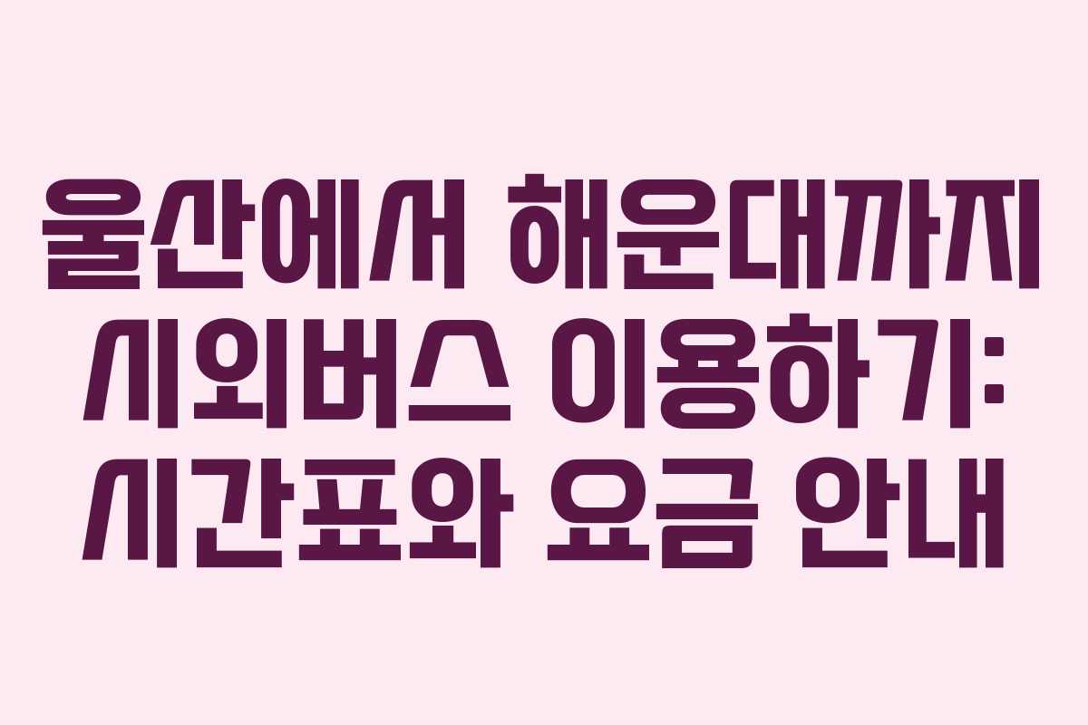울산에서 해운대까지 시외버스 이용하기: 시간표와 요금 안내