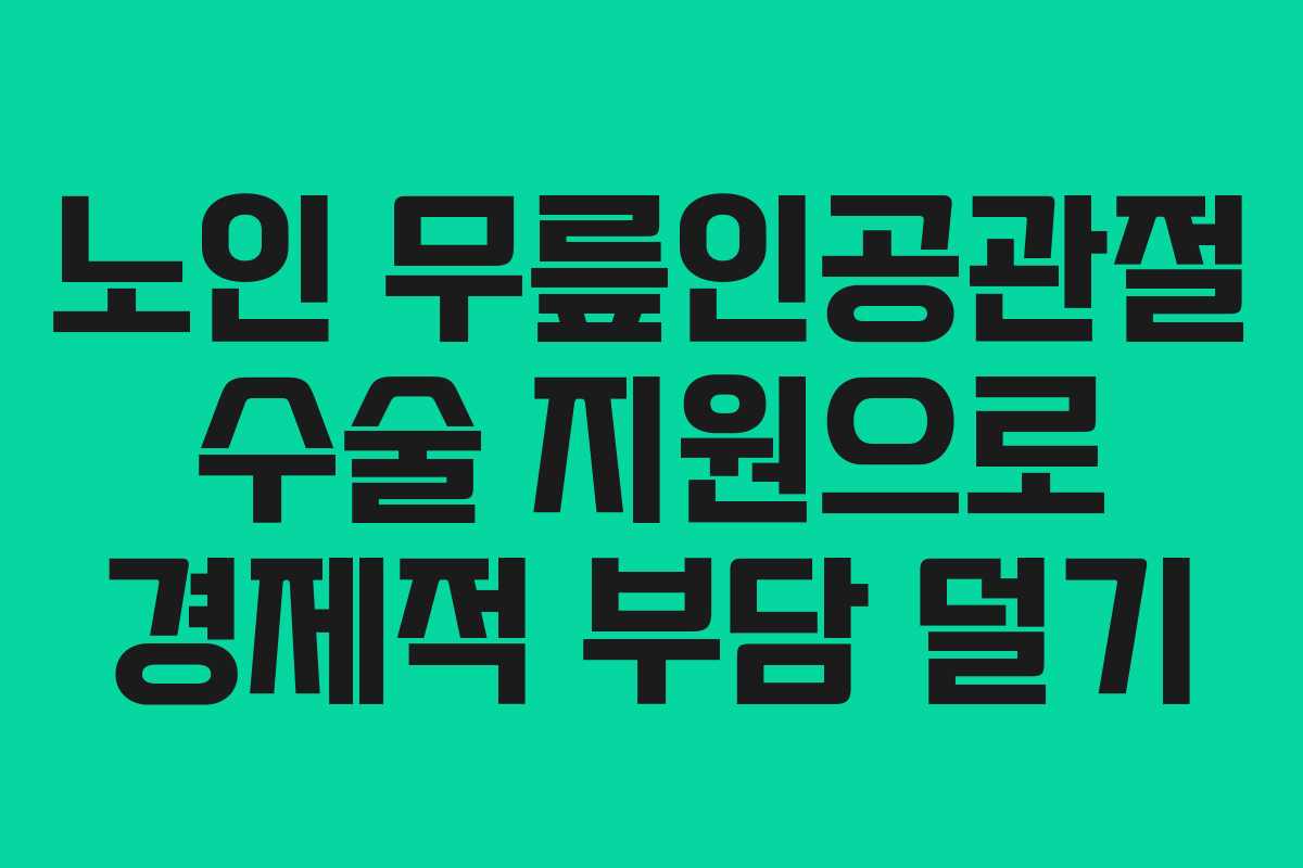 노인 무릎인공관절 수술 지원으로 경제적 부담 덜기