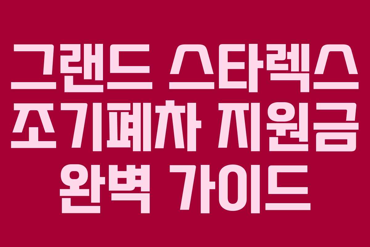 그랜드 스타렉스 조기폐차 지원금 완벽 가이드