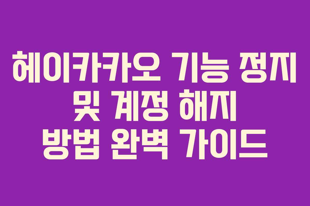 헤이카카오 기능 정지 및 계정 해지 방법 완벽 가이드