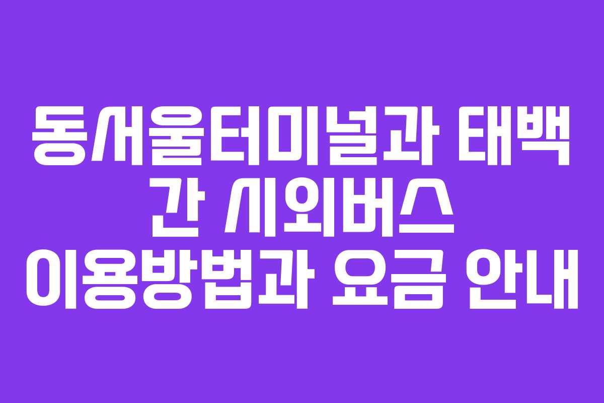 동서울터미널과 태백 간 시외버스 이용방법과 요금 안내