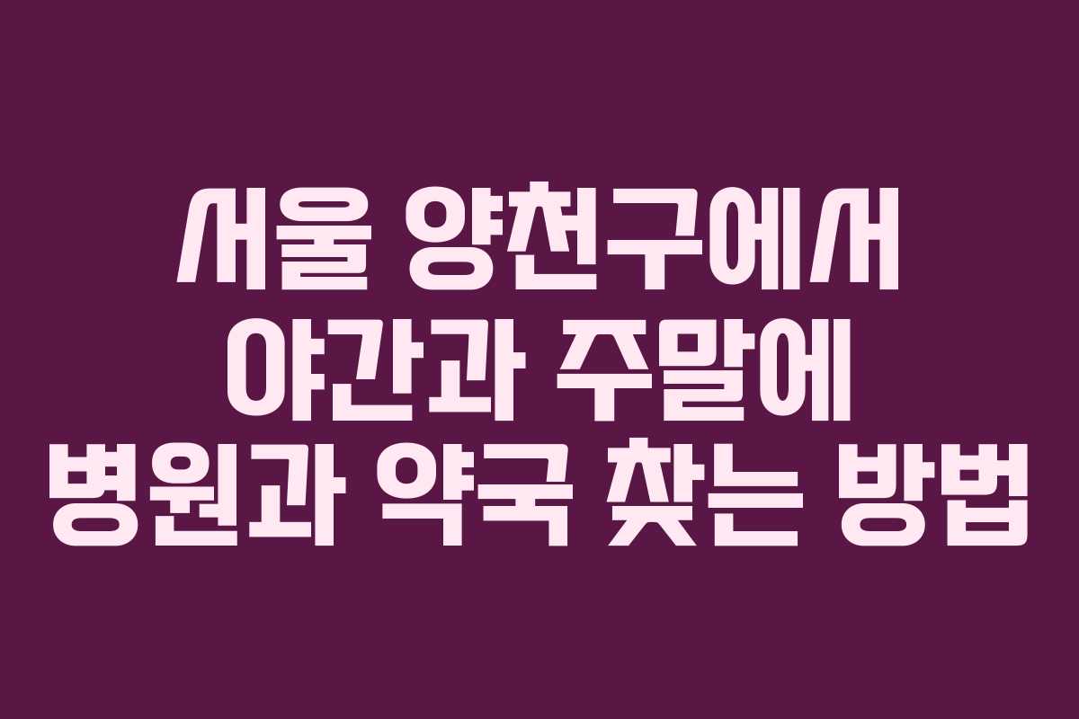 서울 양천구에서 야간과 주말에 병원과 약국 찾는 방법 서울 양천구에서 야간과 주말에 병원과 약국 찾는 방법