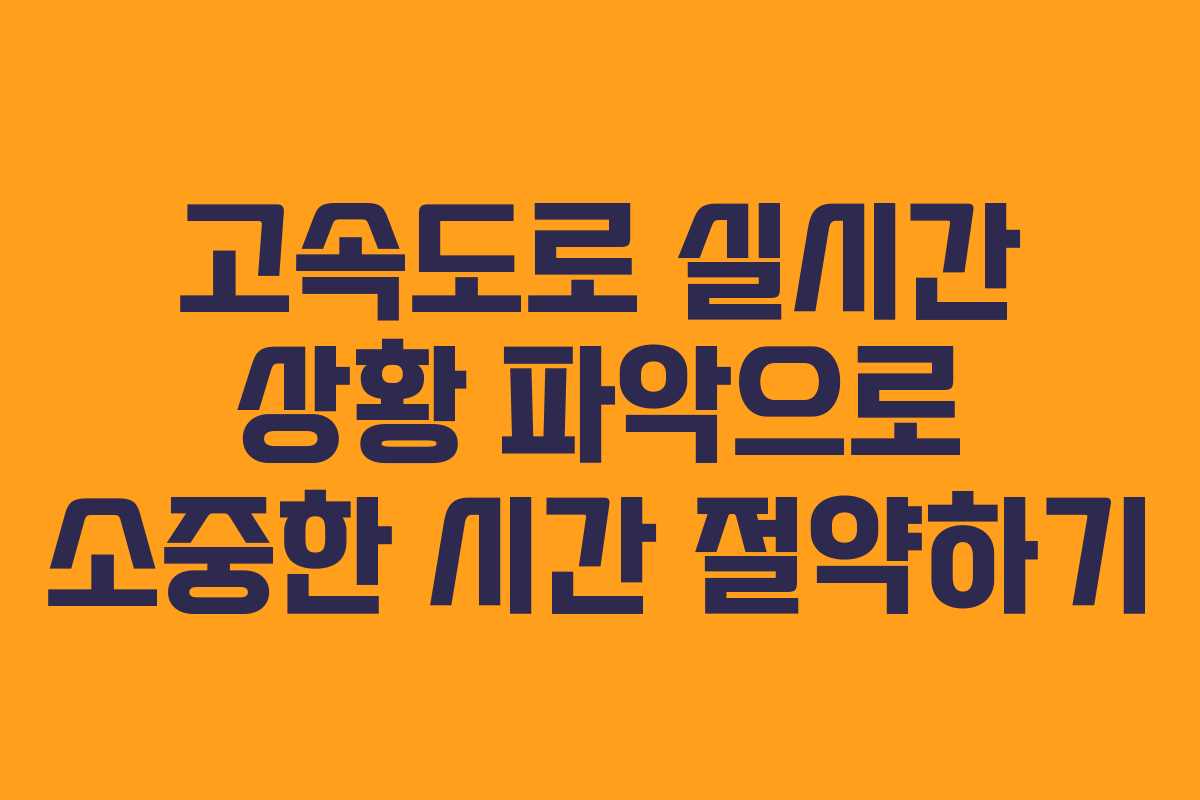 고속도로 실시간 상황 파악으로 소중한 시간 절약하기 고속도로 실시간 상황 파악으로 소중한 시간 절약하기