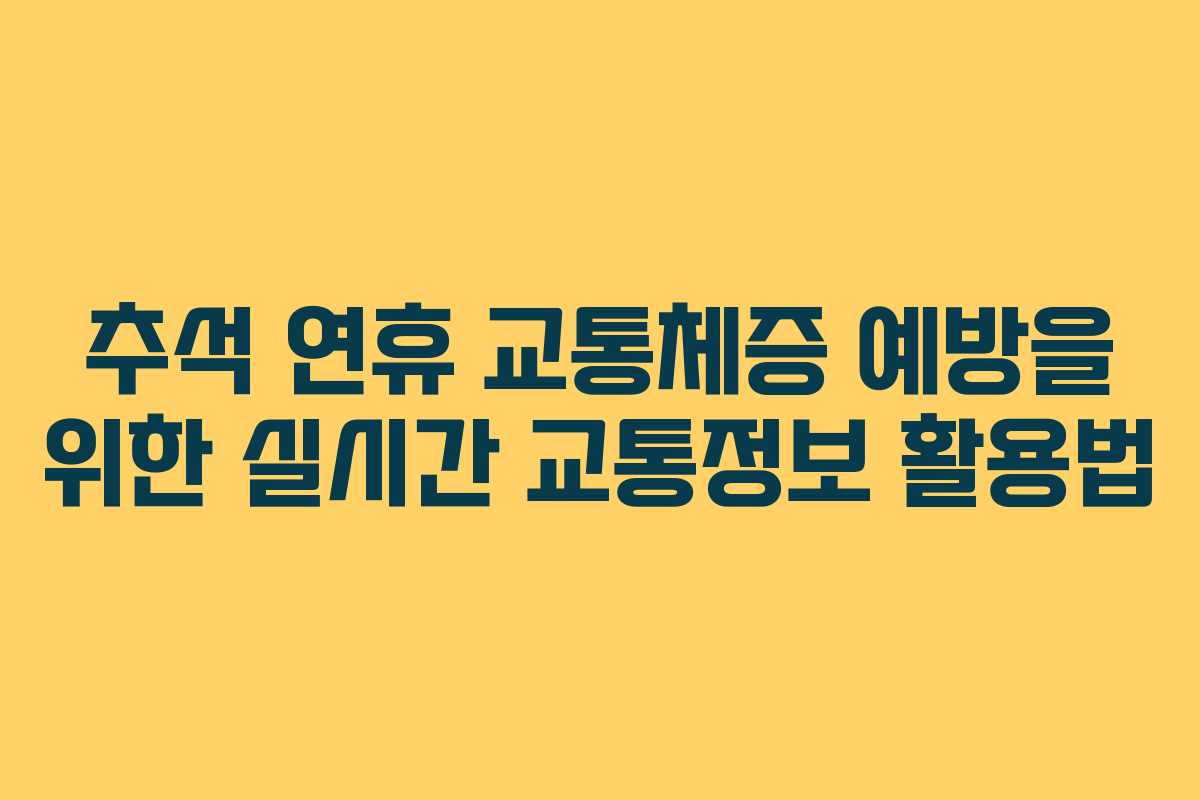 추석 연휴 교통체증 예방을 위한 실시간 교통정보 활용법