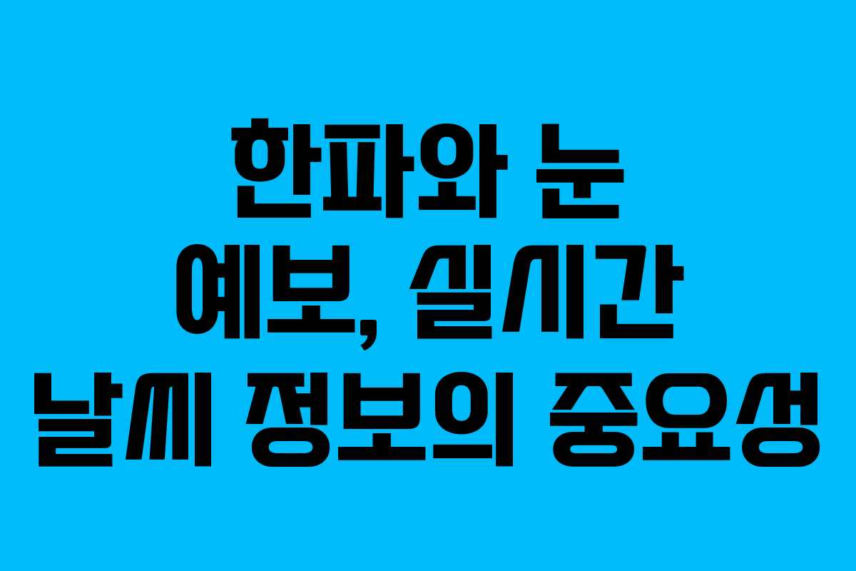 한파와 눈 예보, 실시간 날씨 정보의 중요성
