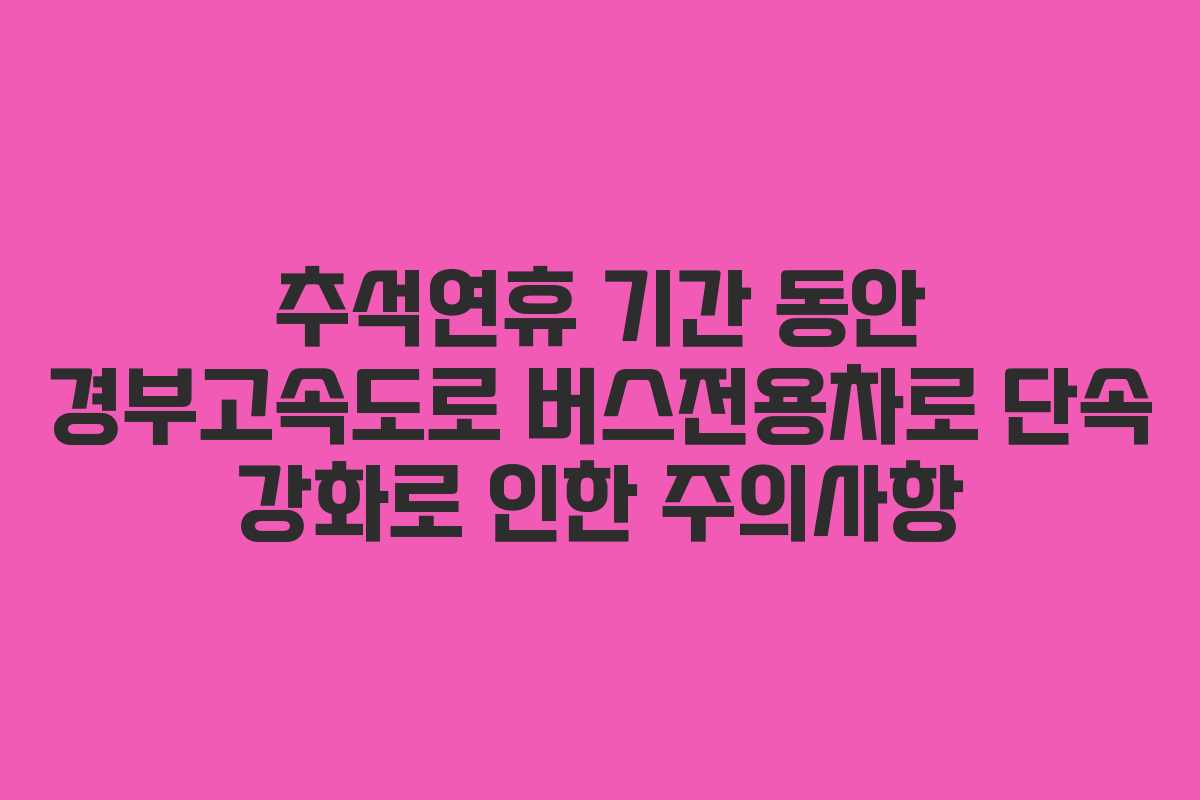 추석연휴 기간 동안 경부고속도로 버스전용차로 단속 강화로 인한 주의사항 추석연휴 기간 동안 경부고속도로 버스전용차로 단속 강화로 인한 주의사항