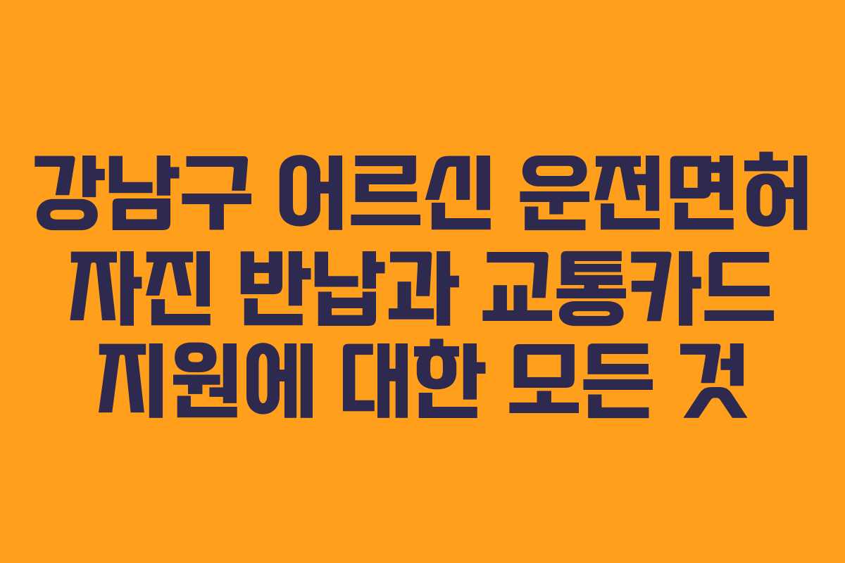 강남구 어르신 운전면허 자진 반납과 교통카드 지원에 대한 모든 것