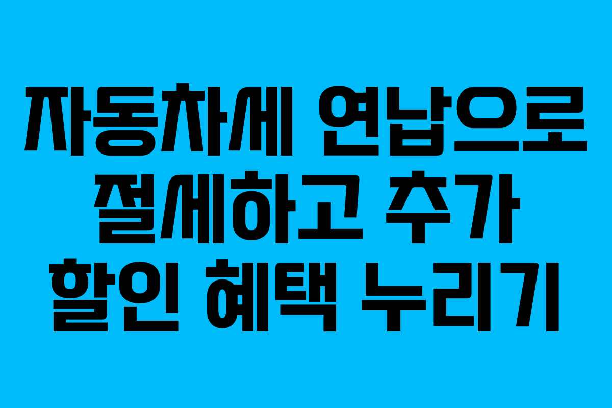 자동차세 연납으로 절세하고 추가 할인 혜택 누리기 자동차세 연납으로 절세하고 추가 할인 혜택 누리기