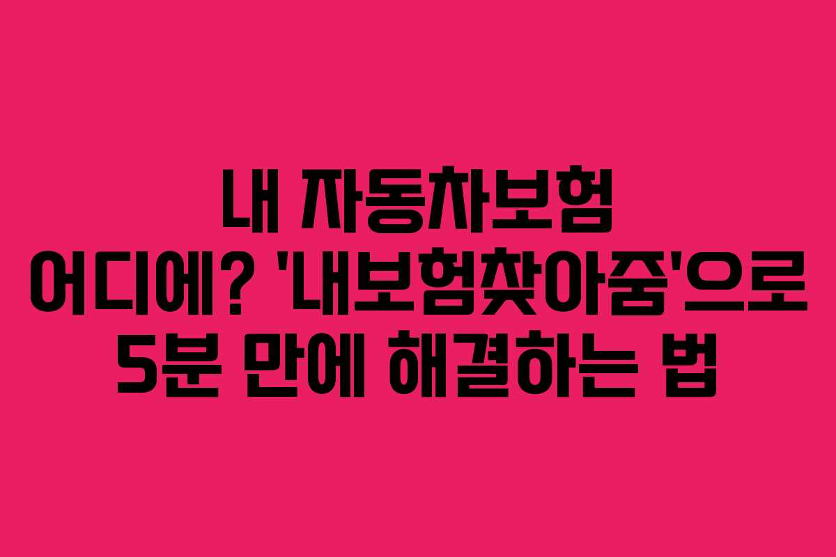 내 자동차보험 어디에? ‘내보험찾아줌’으로 5분 만에 해결하는 법