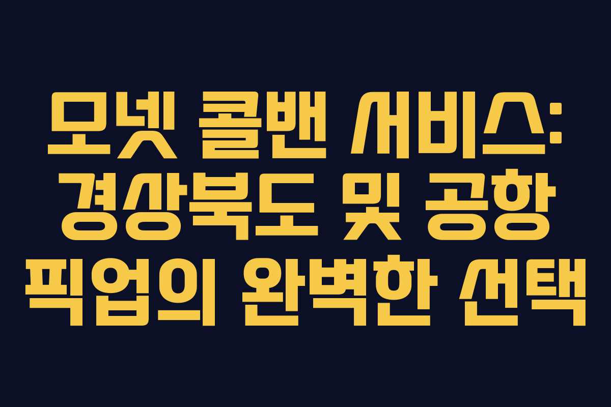 모넷 콜밴 서비스: 경상북도 및 공항 픽업의 완벽한 선택