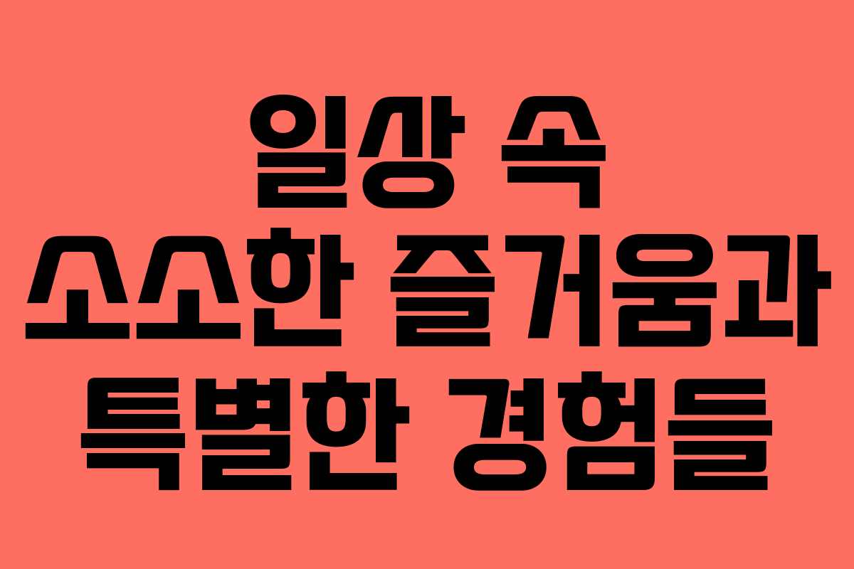 일상 속 소소한 즐거움과 특별한 경험들