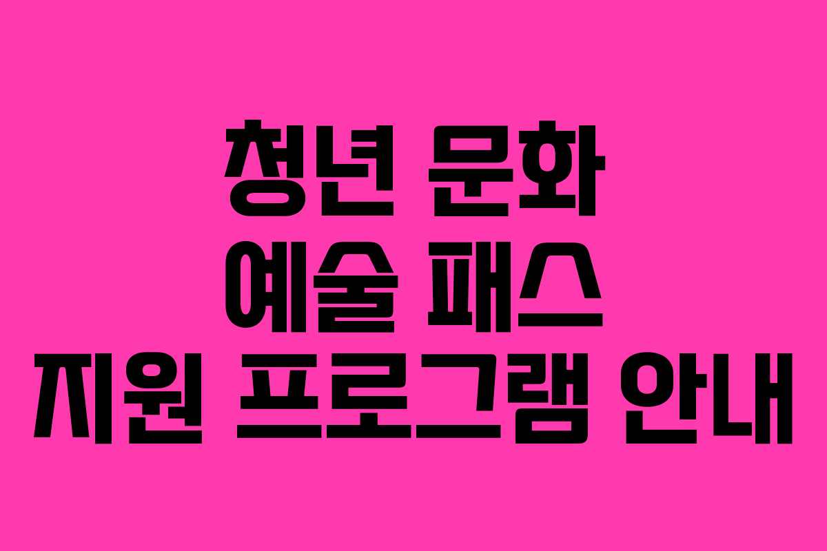 청년 문화 예술 패스 지원 프로그램 안내