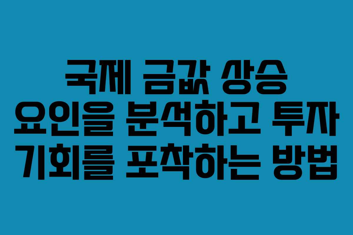 국제 금값 상승 요인을 분석하고 투자 기회를 포착하는 방법 국제 금값 상승 요인을 분석하고 투자 기회를 포착하는 방법