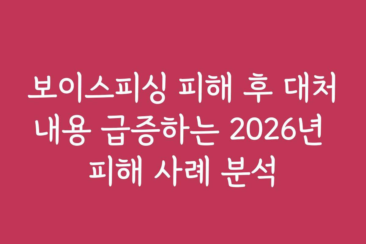 보이스피싱 피해 후 대처내용 급증하는 2026년 피해 사례 분석