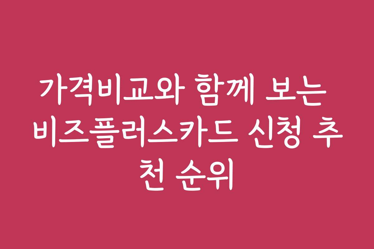 가격비교와 함께 보는 비즈플러스카드 신청 추천 순위