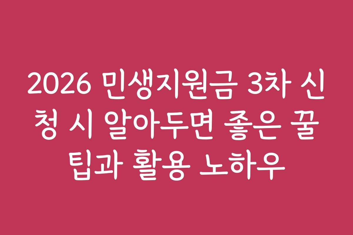 2026 민생지원금 3차 신청 시 알아두면 좋은 꿀팁과 활용 노하우