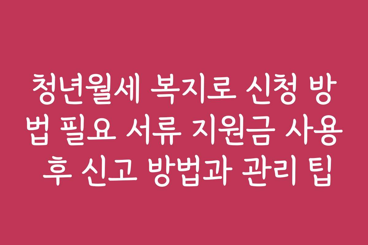 청년월세 복지로 신청 방법 필요 서류 지원금 사용 후 신고 방법과 관리 팁