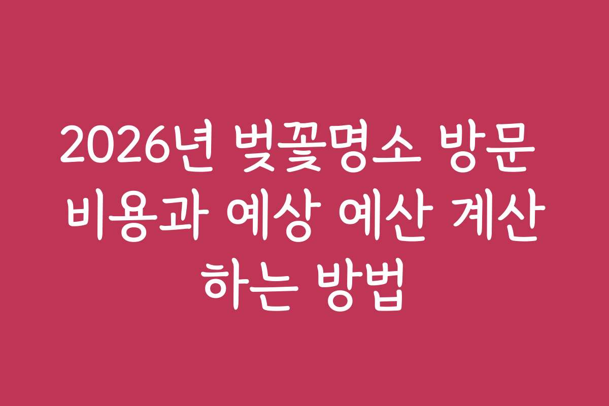 2026년 벚꽃명소 방문 비용과 예상 예산 계산하는 방법