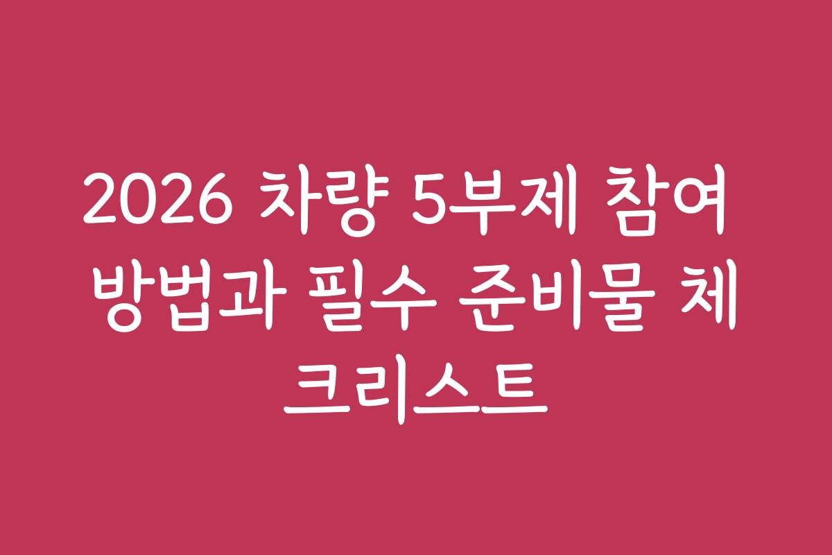 2026 차량 5부제 참여 방법과 필수 준비물 체크리스트